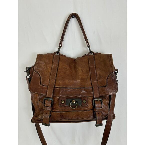 Frye Handbags - FRYE Cameron Satchel Distressed Cognac Leather Messenger Crossbody Bag *Read*
